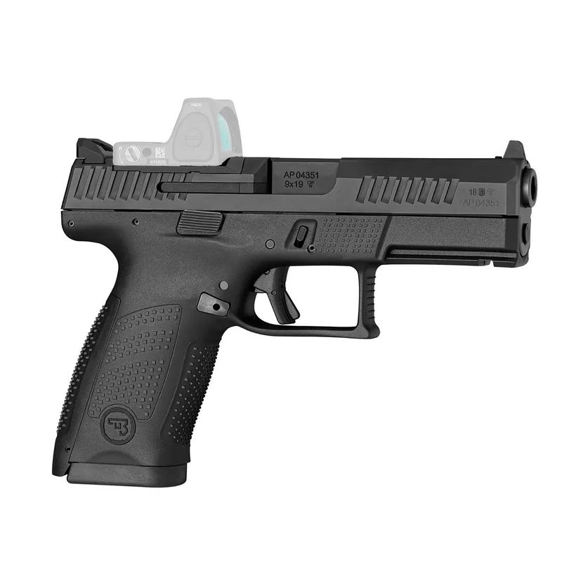 CZ-USA 01536 P-10 C Compact Frame 9mm Luger 10+1 4.02" Black Carbon Steel Barrel, Black Nitride Optic Ready/Serrated Steel Slide, Black Polymer Frame w/Picatinny Rail, Interchangeable Backstrap Grip