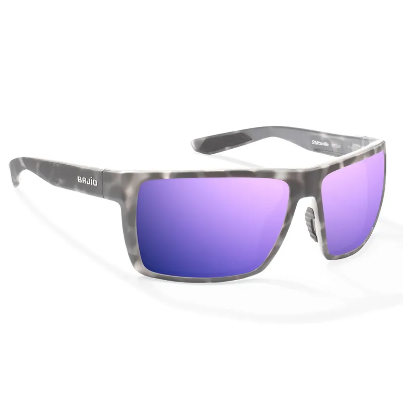 Bajio Stiltsville Sunglasses Gray Tortoise frame / Violet Mirror Polycarbonate Lens