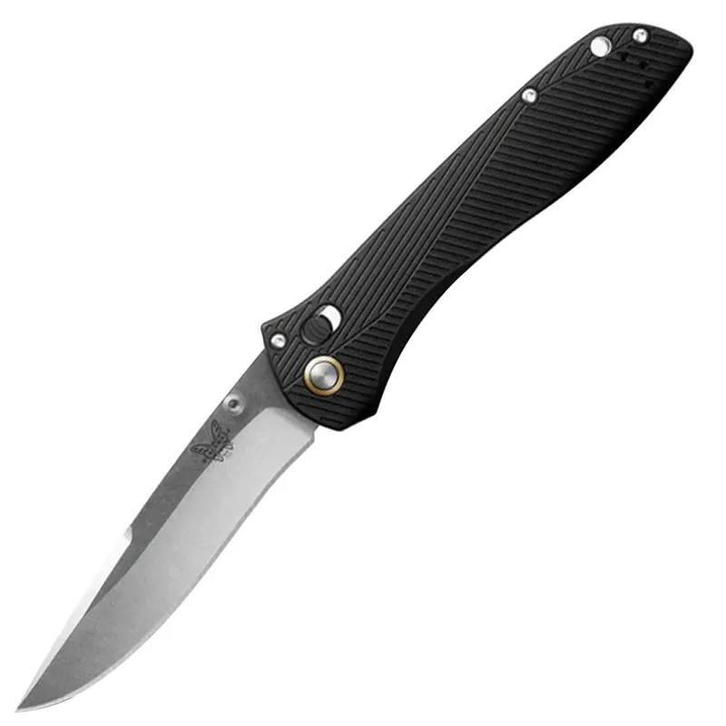 Benchmade Seven Ten 4" Black Aluminum Recurve Drop-point Blade