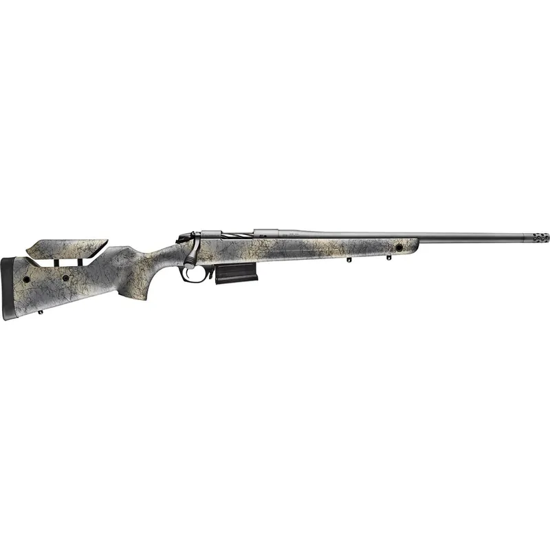 Bergara Rifles B14S652 B-14 Wilderness Terrain 6.5 Creedmoor 5+1 24" Threaded, Sniper Gray Cerakote Barrel/Rec, Adj. Cheek Piece SoftTouch Woodland Camo Stock with Mini-Chassis, Omni Muzzle Brake
