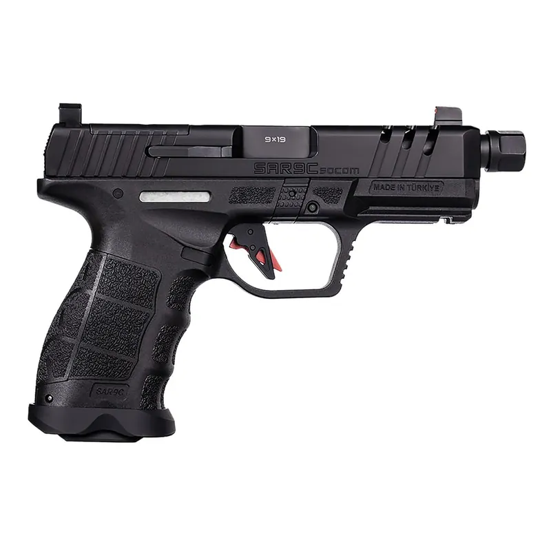 SAR USA SAR9CSOCOMBL SAR9 C Compact Frame 9mm Luger 21+1 4" Black Steel Barrel, Black Steel Optic Ready/Ported/Serrated Slide, Black Polymer Frame w/Picatinny Rail, Interchangeable Backstrap Grip