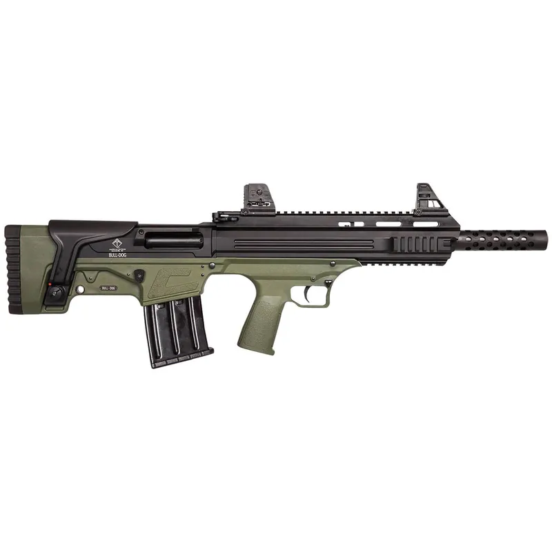 ATI ATIG20BDG Bulldog 20 Gauge Semi-Auto 3" 5+1 18.50" Black Steel Barrel, Black Aluminum Receiver, Picatinny Mount, Green Fixed Bullpup Stock