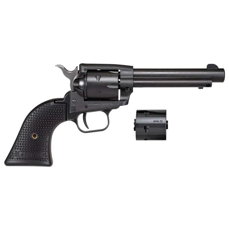Heritage Mfg SRR22MBS4PG Rough Rider 22 LR/22 WMR 6 Shot, 4.75" Black Satin Steel Barrel, Frame & Cylinder, Black Polymer Grip, Exposed Hammer