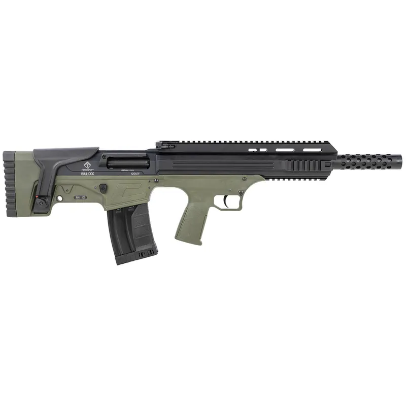 ATI ATIG12BDG Bulldog 12 Gauge Semi-Auto 3" 5+1 18.50" Black Steel Barrel, Black Aluminum Receiver, Picatinny Rail, Green Fixed Bullpup Stoc & Grip