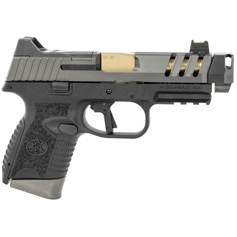 FN 66101350 509 CC Edge 9mm Luger 10+1 (3) 4.20" Threaded Gold Barrel, Black Frame, Graphite Optic & Lightening Cut Slide, Optic Height Fiber Optic Sights, Compensator (No Manual)