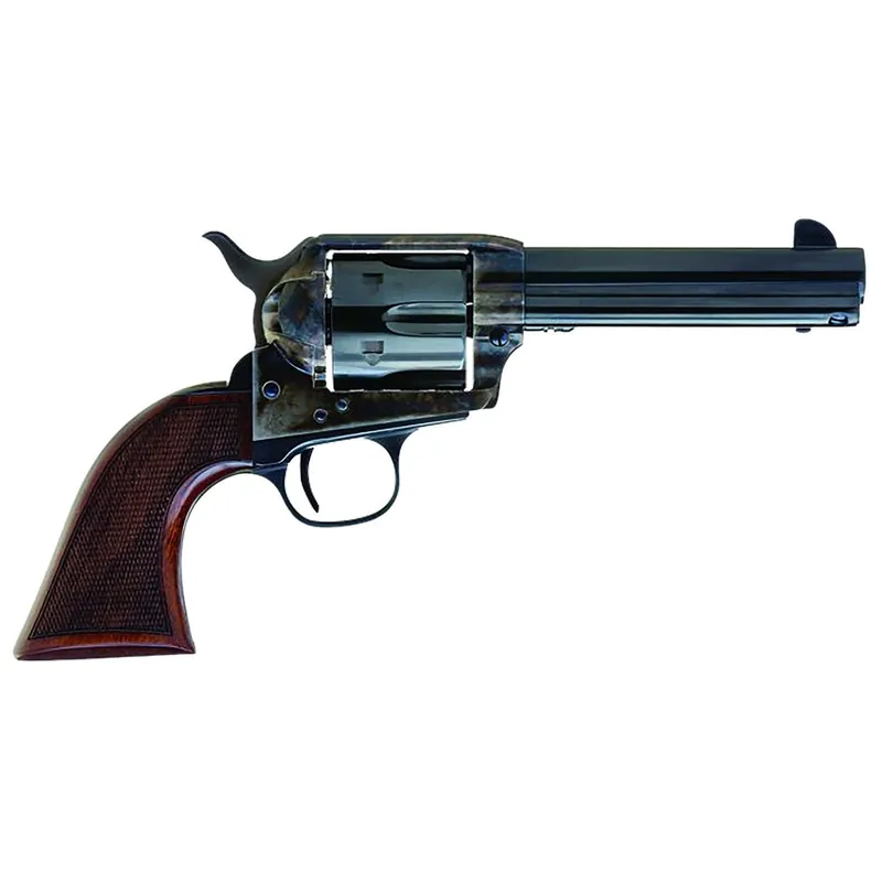 Cimarron AR410 Arizona Ranger 45 Colt (LC) 6 Shot, 4.75" Blue w/Engraved "Arizona Ranger" Steel Barrel, Blued Cylinder, Color Case Hardened Steel Frame, Checkered Walnut Grip, Exposed Hammer