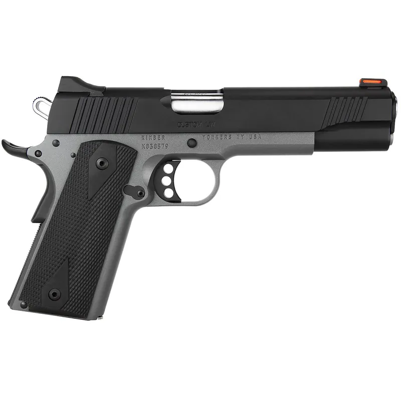 Kimber Mfg, Inc 3700693 Custom LW Shadow Ghost 45 ACP 8+1 5" Stainless Match Grade Barrel, KimPro Black Serrated Stainless Steel Slide, KimPro Gray Aluminum Frame w/Beavertail, Black Hogue Rubber Grip