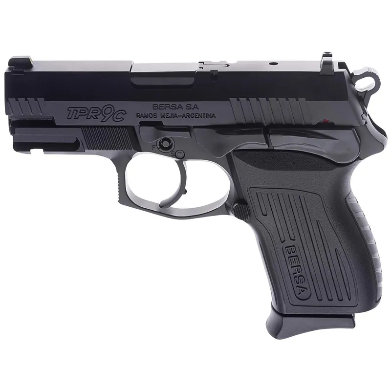 Bersa TPR9CM TPRC Compact Frame 9mm Luger 13+1, 3.25" Black Manual Barrel, Matte Black Serrated Steel Slide & Aluminum Frame, Ambidextrous