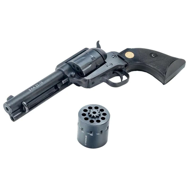 Chiappa Firearms CF340155D SAA 1873 Medium Frame 22 LR 22 WMR 10 Shot, 4.75" Blued Steel Barrel, Blued Steel Frame, Blued Cylinder, Black Polymer Grip, Exposed Hammer
