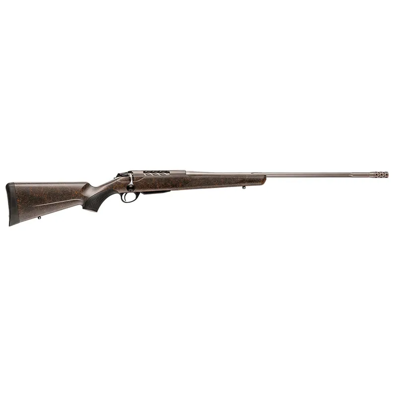 Tikka JRTXRBS370 T3x Lite Full Size 7mm Rem 3+1 24.30" Stainless Fluted Barrel, Drilled & Tapped Stainless Steel Receiver, Orange Webbed Black Roughtech Synthetic Stock