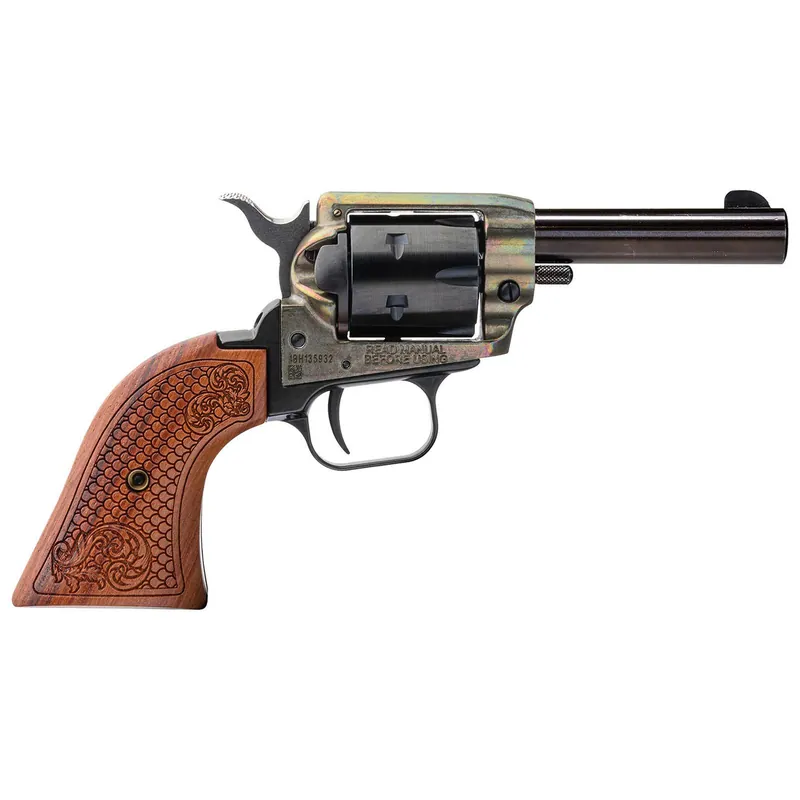 Heritage Mfg BK22CH3WBRN10 Barkeep 22 LR 6 Shot, 3" Black Oxide Steel Barrel, Simulated Case Hardened Zinc Alloy Frame, Black Oxide Cylinder, Custom Scroll Wood Grip, Manual Safety, Exposed Hammer