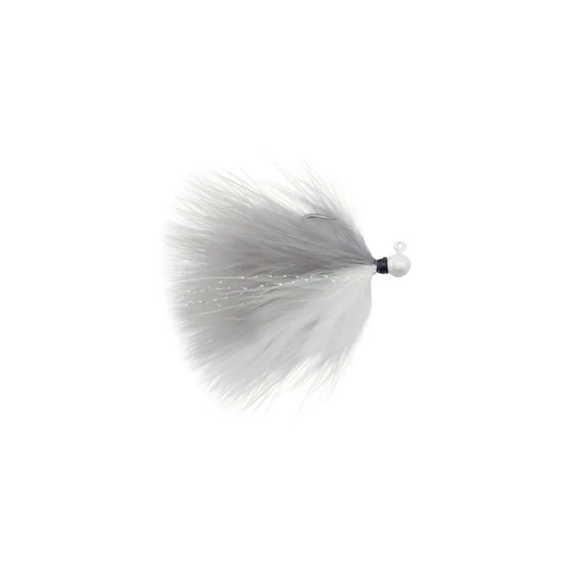 Voodoo Custom Tackle Marabou Jig Pearl Gray White 1/32oz