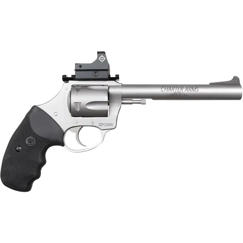 Charter Arms 74465 Mastiff Target Large Frame 44 Special 5rd 6" Stainless Steel Barrel, Cylinder & Frame, Sightmark Micro Optic, Picatinny Rail, Black Rubber Grip, Exposed Hammer