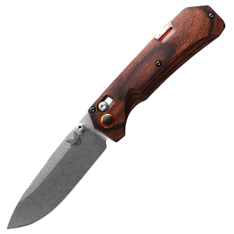 Benchmade Grizzly Creek Folding 3.49" Blade Stabilized Wood Drop-point