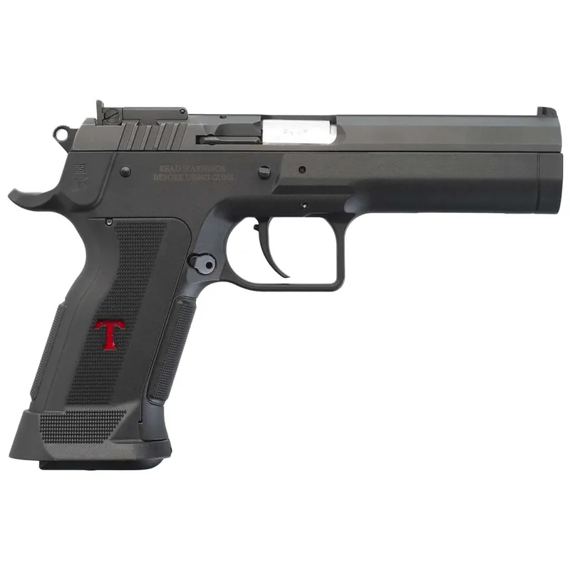 Tanfoglio IFG TFSTOCK3P9 Stock III Full Size 9mm Luger 16+1, 4.44" Black Polygonal Rifled Barrel, Black Serrated Slide, Black Polymer Frame w/Beavertail, Black Polymer Grip