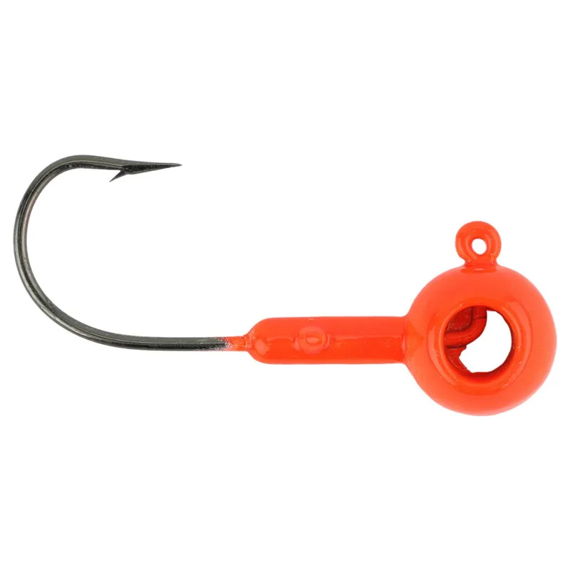 Leland‘s Lures Crappie Magnet Eyehole Round Jig Head Orange 1/16 oz.