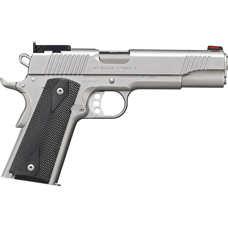 Kimber Mfg.,inc 3200107CA Stainless Target II (CA) 10mm 8+1 5" Satin Silver Front Serrations Stainless Steel Slide Black Synthetic Double-Diamond Checkering Grip