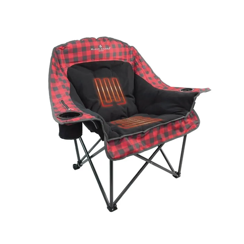 Black Sierra Equipment Heated Comfort Cloud XL Chair Buffalo Check Red