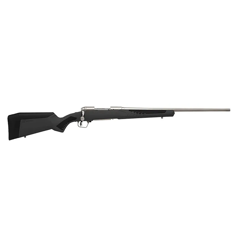 Savage Arms 57049 110 Storm Full Size 338 Win Mag 3+1 24" Matte Stainless Button-Rifled Barrel, Matte Drilled & Tapped Stainless Steel Receiver, AccuStock Matte Gray Synthetic Stock, Right Hand