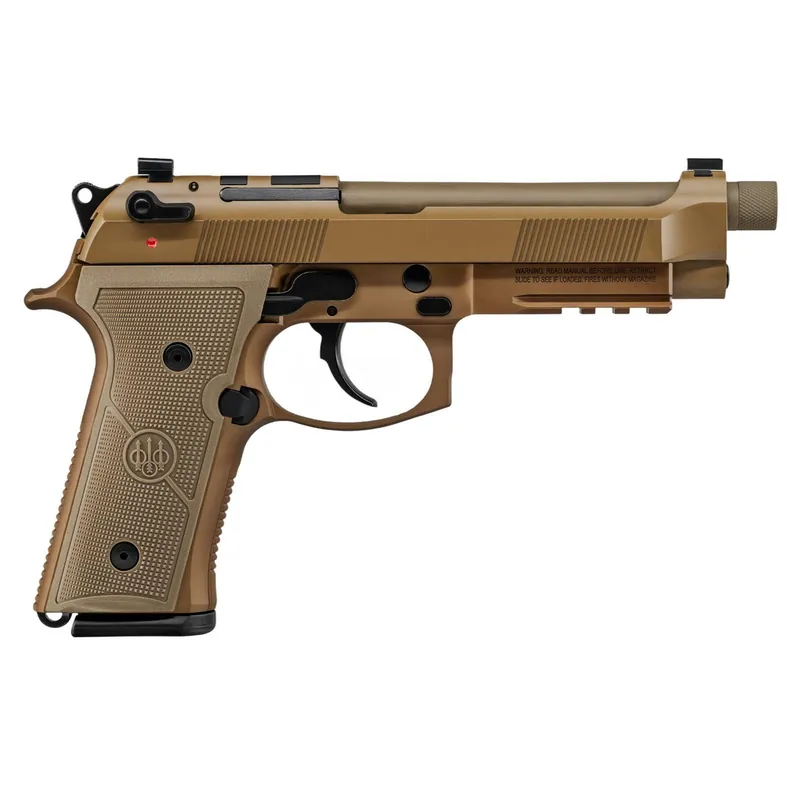 Beretta USA JS92M9A4M15 M9A4 9mm Luger 5.10" Barrel 15+1, Flat Dark Earth Cerakote Polymer Frame, Serrated Steel Optic Cut Slide, Polymer Grip & Decocker Safety