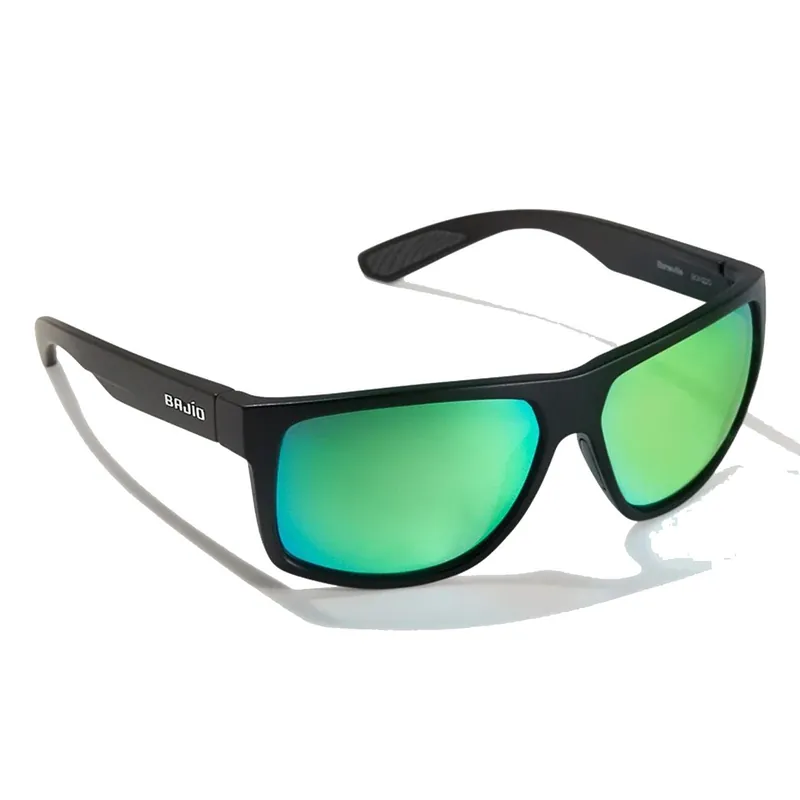 Bajio Boneville Sunglasses Matte Black Frame Green Glass Lenses