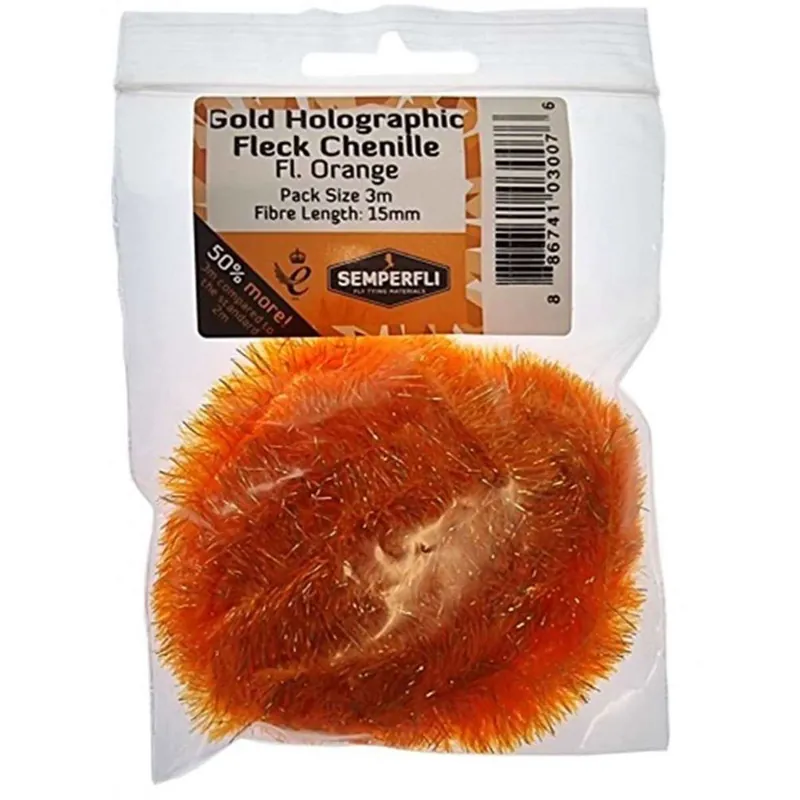 Semperfli Gold Tinsel Fleck 15mm Large FL Orange