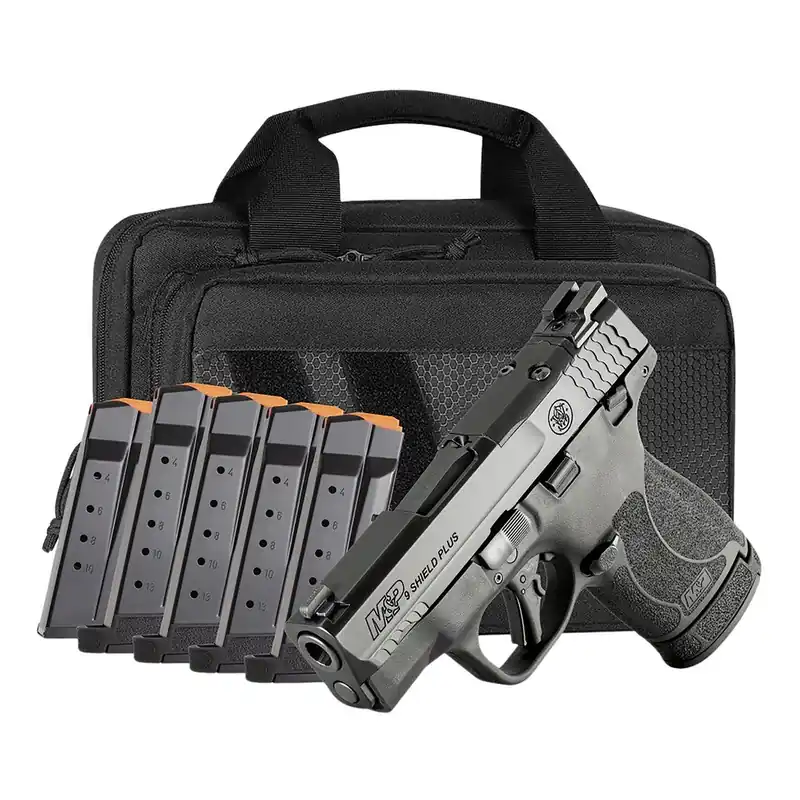 S&W Bundle M&P 9 Shield Plus OR 3.1" Barrel 9mm 10/13rd Pistol Savior Bag and 6 Mags
