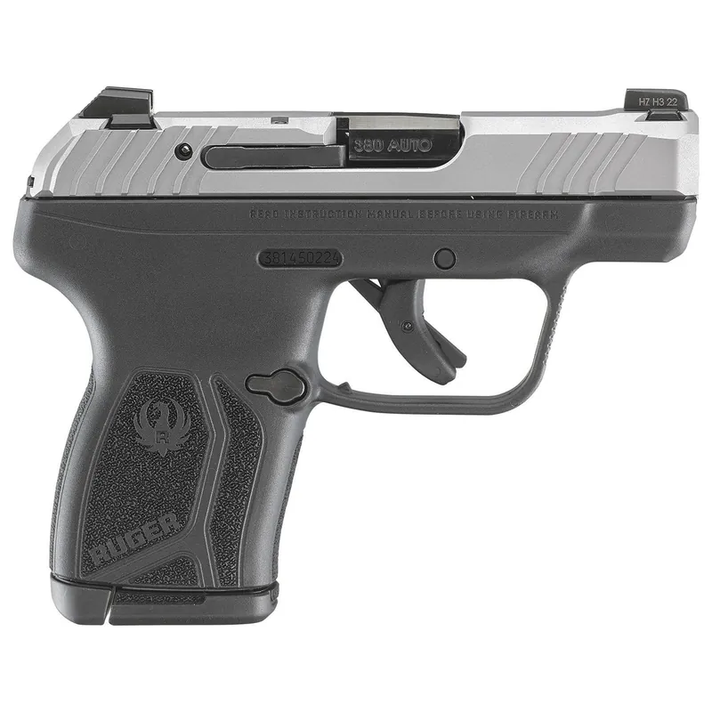 Ruger 13744 LCP Max Compact 380 ACP 10+1 2.80" Black Oxide Steel Barrel, Matte Stainless Serrated Slide, Black Polymer Frame w/Serrated Trigger Guard w/Black Nylon Grip