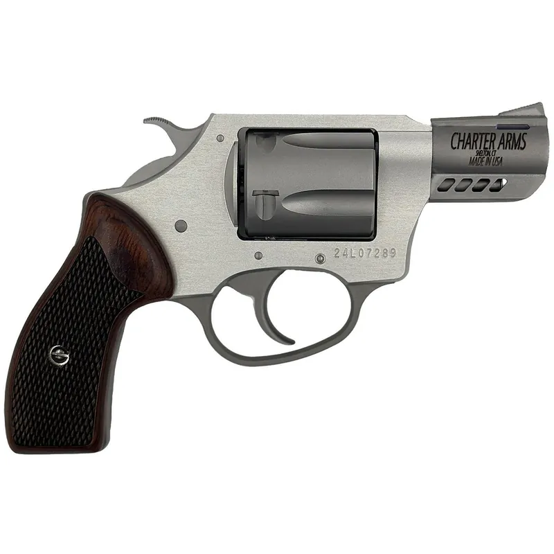 Charter Arms 53802 Coyote Small 380 ACP 5 Shot 2" Ported Stainless Steel Barrel, Stainless Steel Cylinder, Anodized Aluminum Frame, Rosewood Checkered Grip, Exposed Hammer