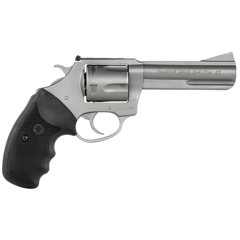 Charter Arms 74442 Bulldog Target Large 44 Special, 5 Shot 4.20" Matte Stainless Steel Barrel, Cylinder & Frame w/Black Finger Grooved Rubber Grip