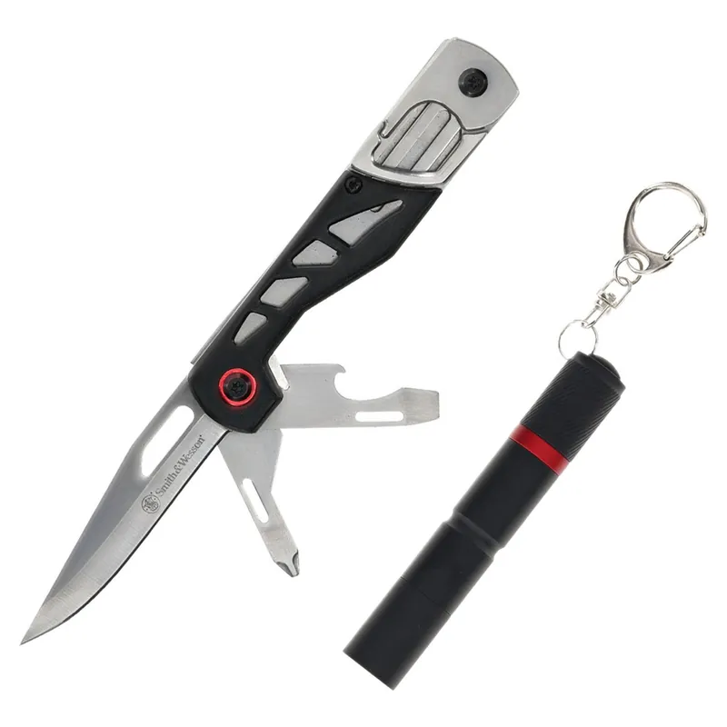 Smith & Wesson Multi Tool With Keychain Flashlight 3" Drop Point Blade