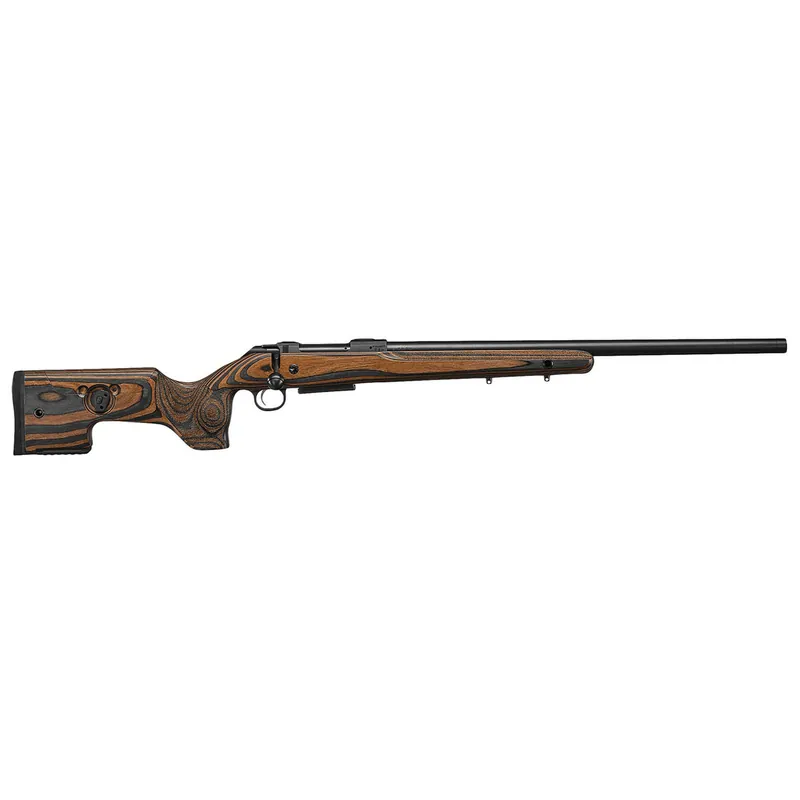 CZ-USA 07503 CZ 600 Range Full Size 308 Win 5+1, 24" Black Nitride Steel Threaded Barrel, Drilled & Tapped Receiver, Black Brown & Gray Laminate Fixed w/Adj Cheek Rest Stock, Right Hand