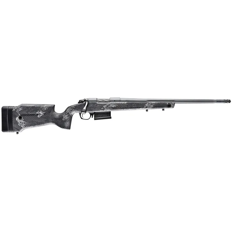 Bergara Rifles B14S752 B-14 Crest 6.5 Creedmoor 3+1 20" Fluted/Threaded, Sniper Gray Cerakote Barrel/Rec, Monte Carlo Carbon Fiber Stock with Black & Gray Splatter, Omni Muzzle Brake