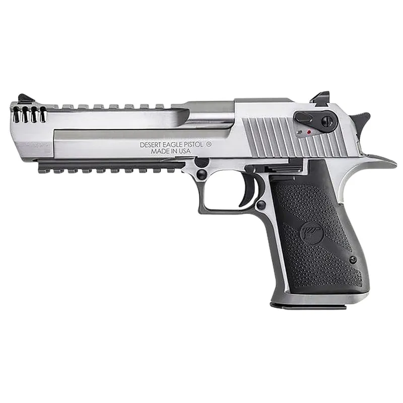 Magnum Research DE357SRMB Desert Eagle Mark XIX 357 Mag 9+1 6" Stainless Steel Barrel, Stainless Steel Serrated Slide, Stainless Steel Frame w/Beavertail & Picatinny Rail, Weaver Top Mount