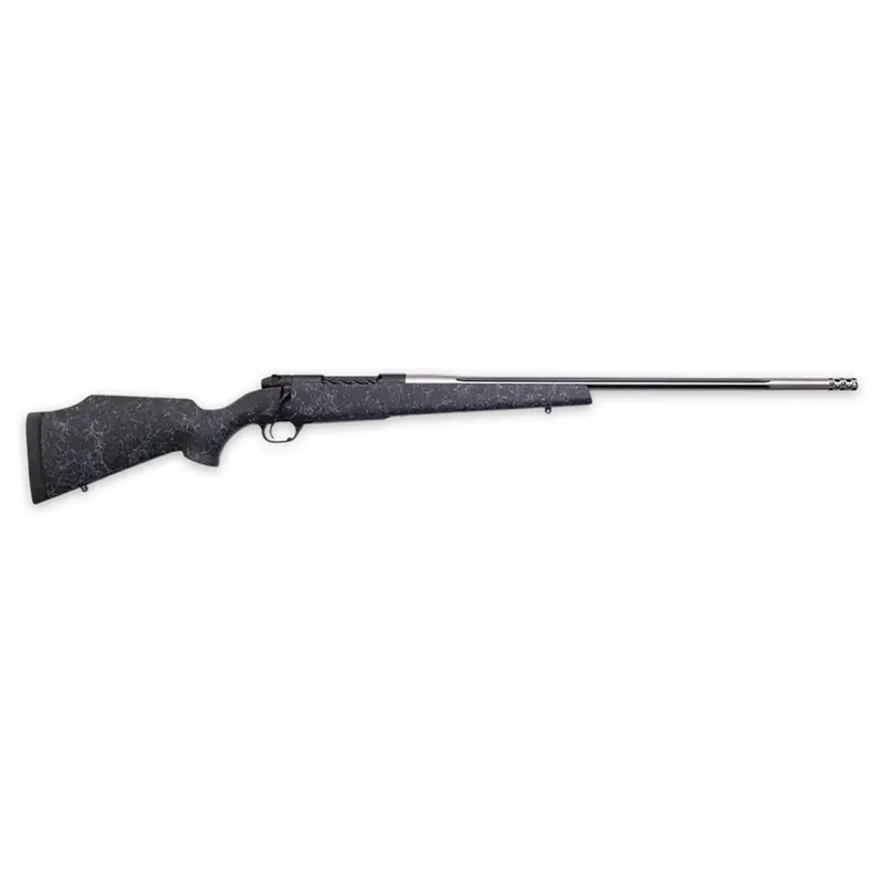 Weatherby MAM01N28NOR8B Mark V Accumark 28 Nosler 3+1 26" Threaded/Fluted Stainless Barrel, Graphite Black Rec, Gray Webbed Black Monte Carlo Stock, Accubrake Muzzle Brake, Adj. TriggerTech Trigger