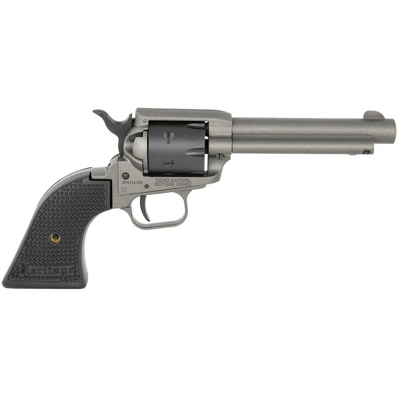 Heritage Mfg RR22C4 Rough Rider 22 LR 6 Shot 4.75" Tungsten Gray Cerakote Steel Barrel & Frame, Black Satin Cylinder & Textured Polymer Grips
