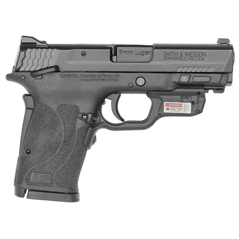 Smith & Wesson 12438 M&P Shield EZ M2.0 9mm Luger 8+1 3.67" Barrel, Black Polymer Frame With Picatinny Acc. Rail, Armornite Stainless Steel Slide, Manual Safety Includes Crimson Trace Red Laserguard