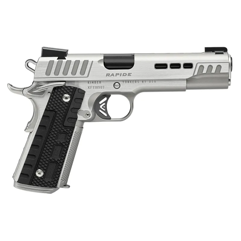 Kimber Mfg.,inc 3000428 Rapide Frost 9mm Luger 9+1 5" Black DLC Stainless Steel Barrel, Kimpro II Silver Lightening Cut/Serrated Stainless Steel Slide & Frame w/Beavertail, Black G10 Grip