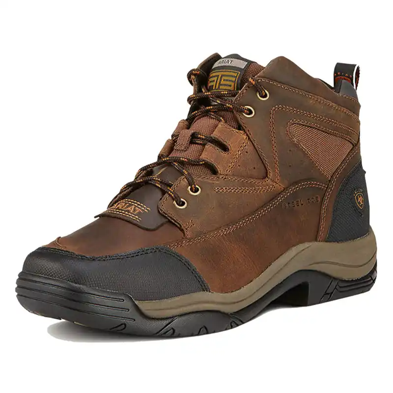 Terrain Wide Square Toe Steel Toe Work Boots, Destressed Brown