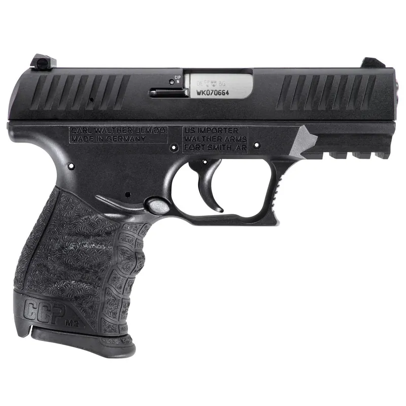 Walther Arms 5082500 CCP M2 380 ACP 8+1, 3.54" Stainless Steel Barrel, Black Cerakote Serrated Steel Slide, Black Polymer Frame w/Picatinny Rail, Black Finger Grooved Grip, Manual Thumb Safety