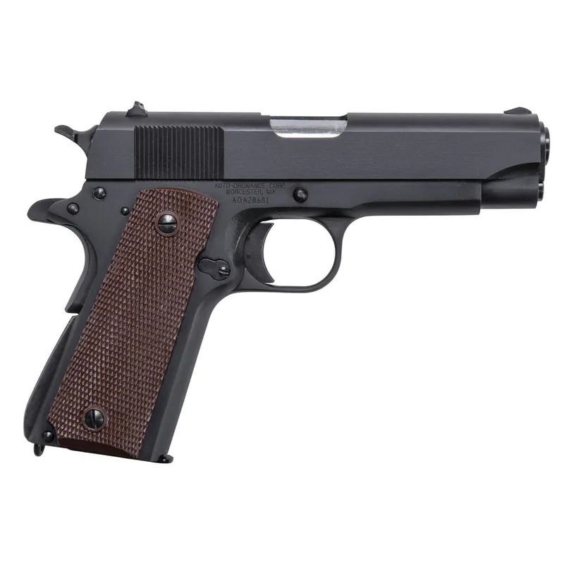 Auto-Ordnance 1911BKOC 1911 A1 Commander 45 ACP 7+1 4.25" Matte Black Serrated Carbon Steel Slide Matte Black Matte Black Carbon Steel Brown Checkered Polymer Grips Right Hand