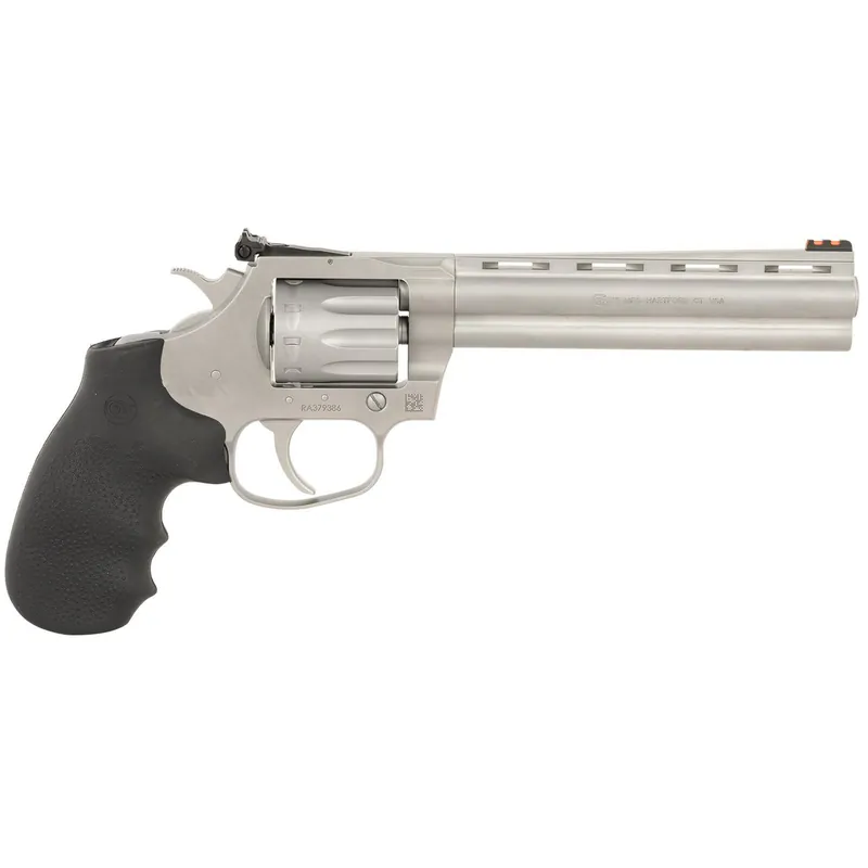 Colt Mfg KCOBRA22SM6RFO King Cobra Target 22 LR 6 Shot 6" Matte Stainless Steel Vent Rib Barrel, Matte Stainless Stainless Steel Frame & Cylinder, Black Hogue Overmolded Grip, Exposed Hammer