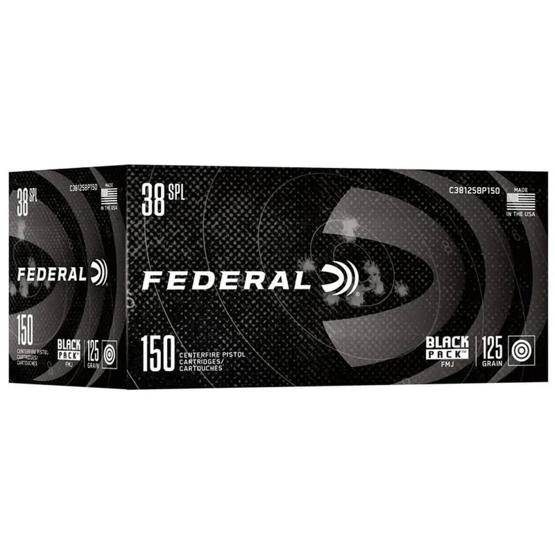 Federal Black Pack .38 Special Ammo 125 Grain Full Metal Jacket 150 Rounds