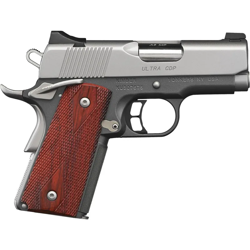 Kimber Mfg, Inc 3000245 CDP Ultra 45 ACP 7+1 3" Stainless Steel Barrel, Kimpro II Silver Stainless Steel Serrated Slide, Kimpro II Gray Aluminum Frame w/Beavertail, Rosewood Grip
