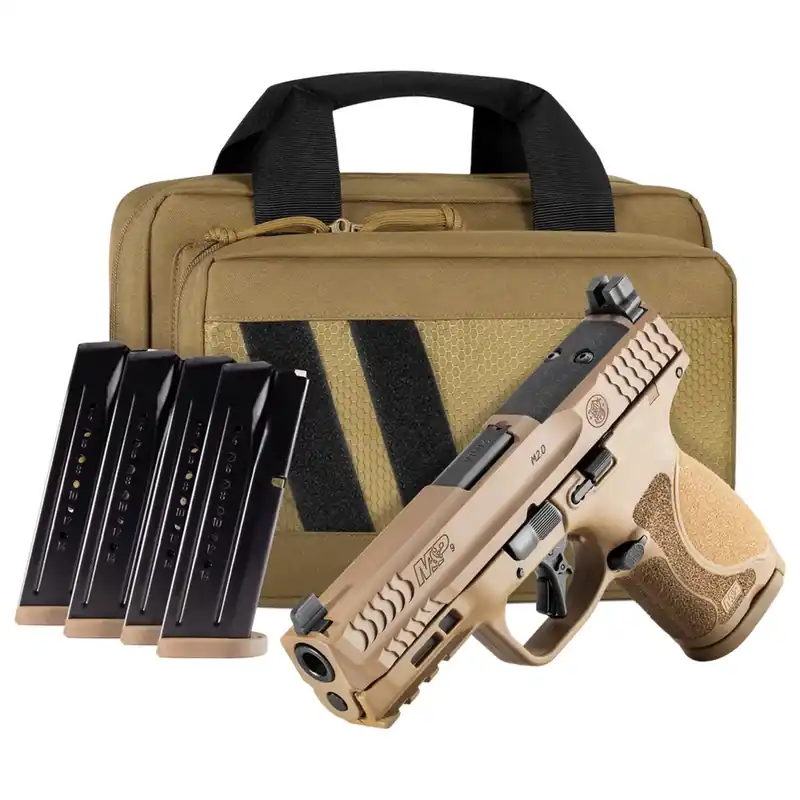 Smith And Wesson M&P 9 M2.0 Compact 9mm 4" Barrel Fde Savior Equipment Bundle 15 Round