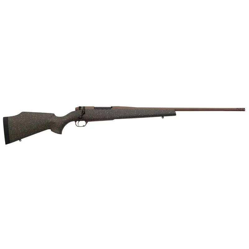 Weatherby MWL01N65RWR6B Mark V Weathermark LT 6.5 Wthby RPM 4+1 24" Barrel/Rec. w/Flat Dark Earth Cerakote Finish, Flat Dark Earth Speckled Green Fixed Monte Carlo Fiberglass Stock