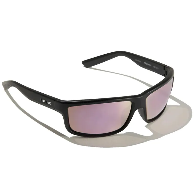 Bajio Nippers Sunglasses Matte Black frame / Rose Mirror Glass Lens