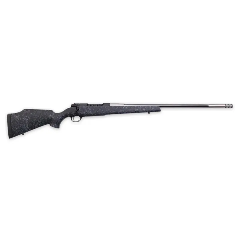 Weatherby MAM01N300PR8B Mark V Accumark 300 PRC 3+1 26" Threaded/Fluted Stainless Barrel, Graphite Black Rec, Gray Webbed Black Monte Carlo Stock, Accubrake Muzzle Brake, Adj. TriggerTech Trigger