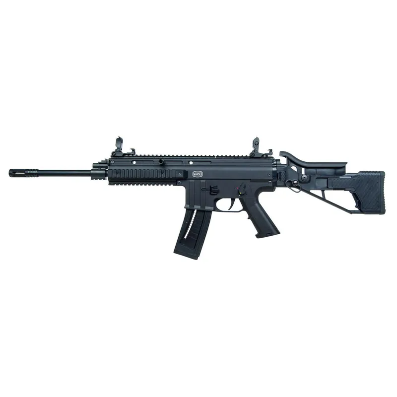Mauser Rimfire 4150013 M-15 22 LR 22+1 16.50" Barrel w/Flash Hider, Steel Receiver, Black Metal Finish, Flip Up Front & Rear Sights, Side Folding Stock w/Adjustable Cheekrest, Manual Thumb Safety