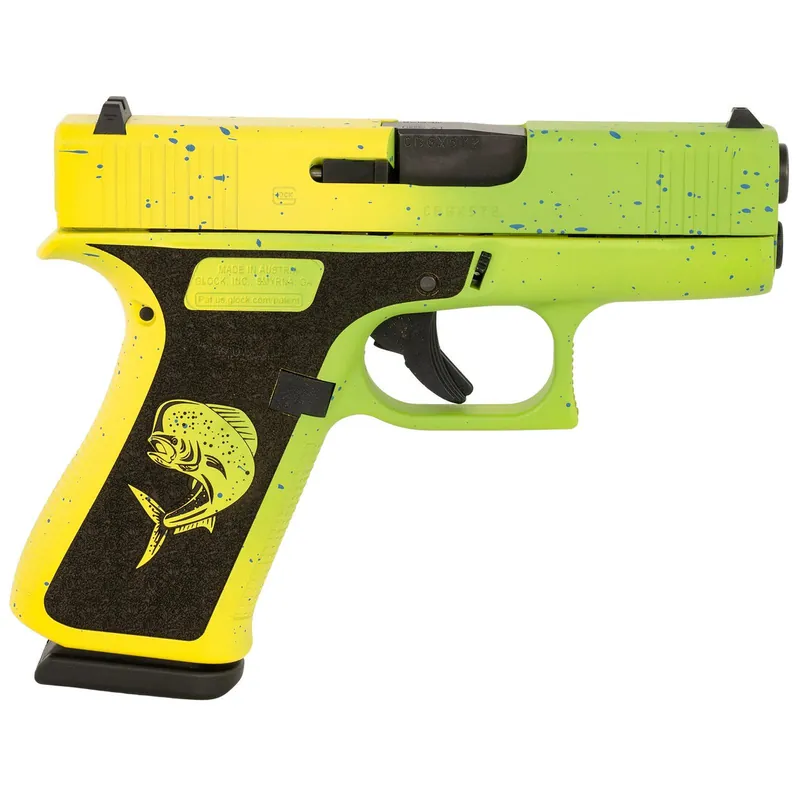 Glock PX4350204MAHIWG G43X Sub-Compact Frame 9mm Luger 10+1 3.41" Black GMB Barrel, Mahi Cerakote Serrated Steel Slide, Mahi Polymer Frame w/Beavertail & Front Rail, Black Textured Grip, Ambidextrous